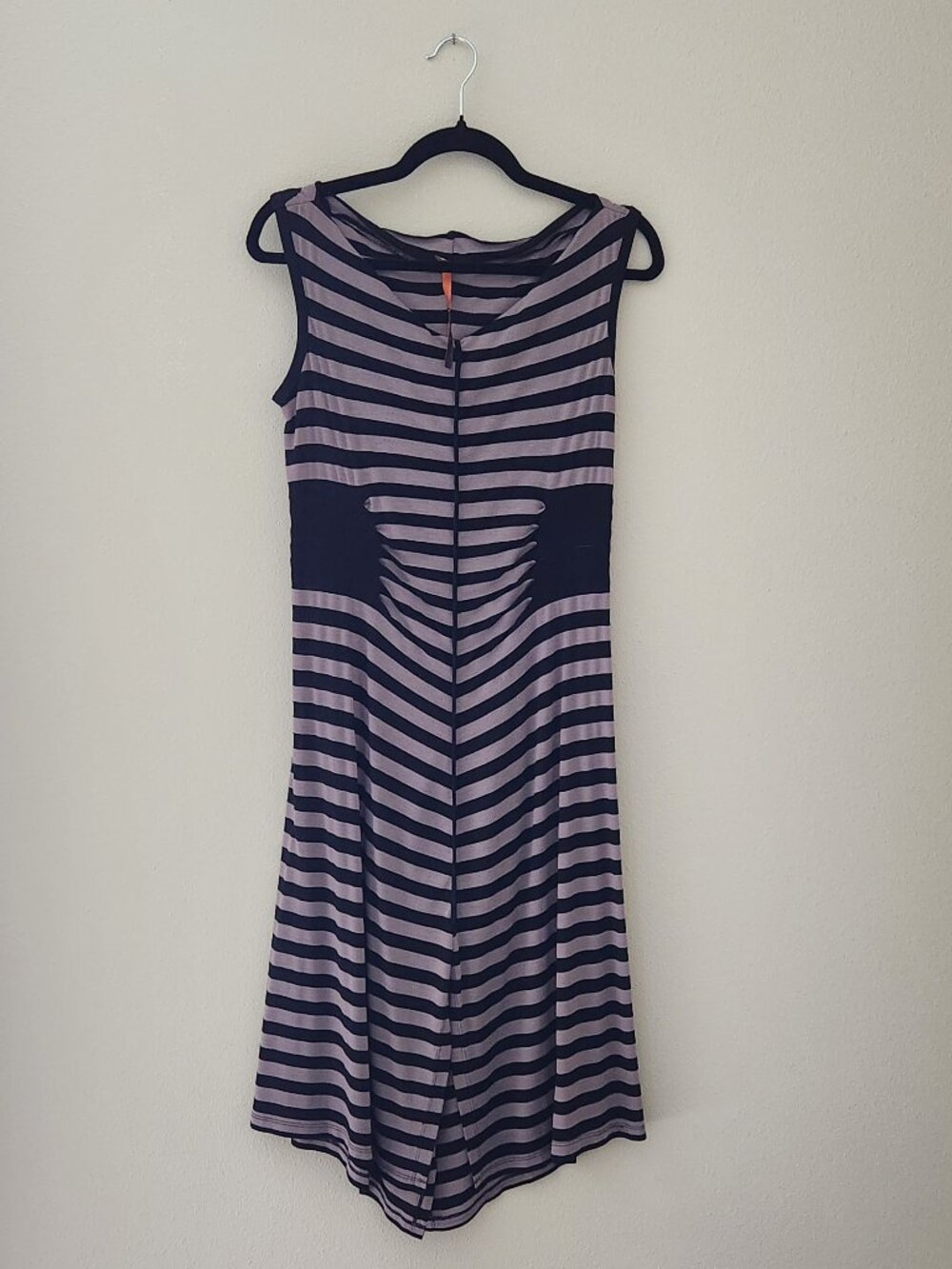 COP. COPINE Taupe and Black Stripe Sleeveless Kneelength Dress Size M